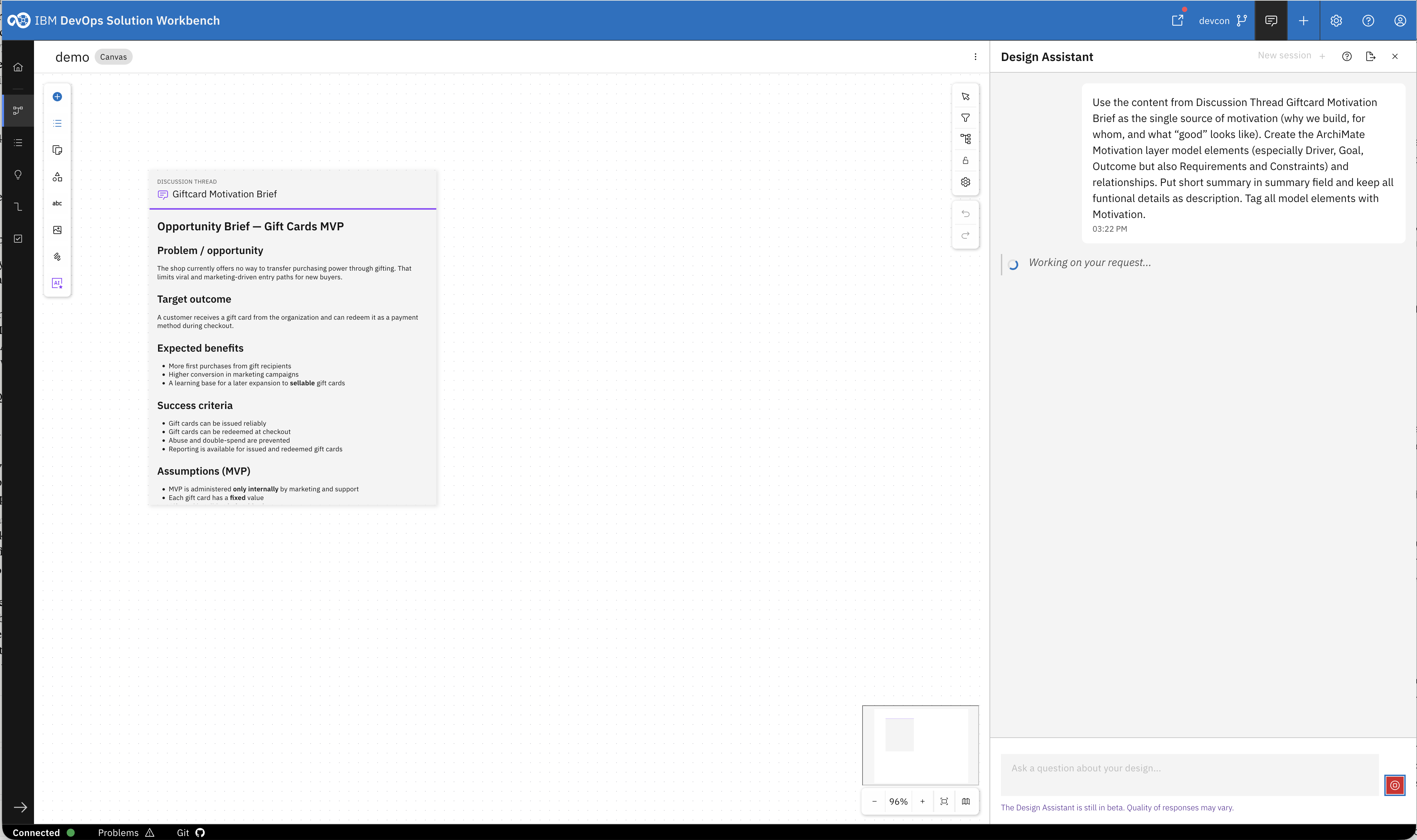 Assistant working on the request
