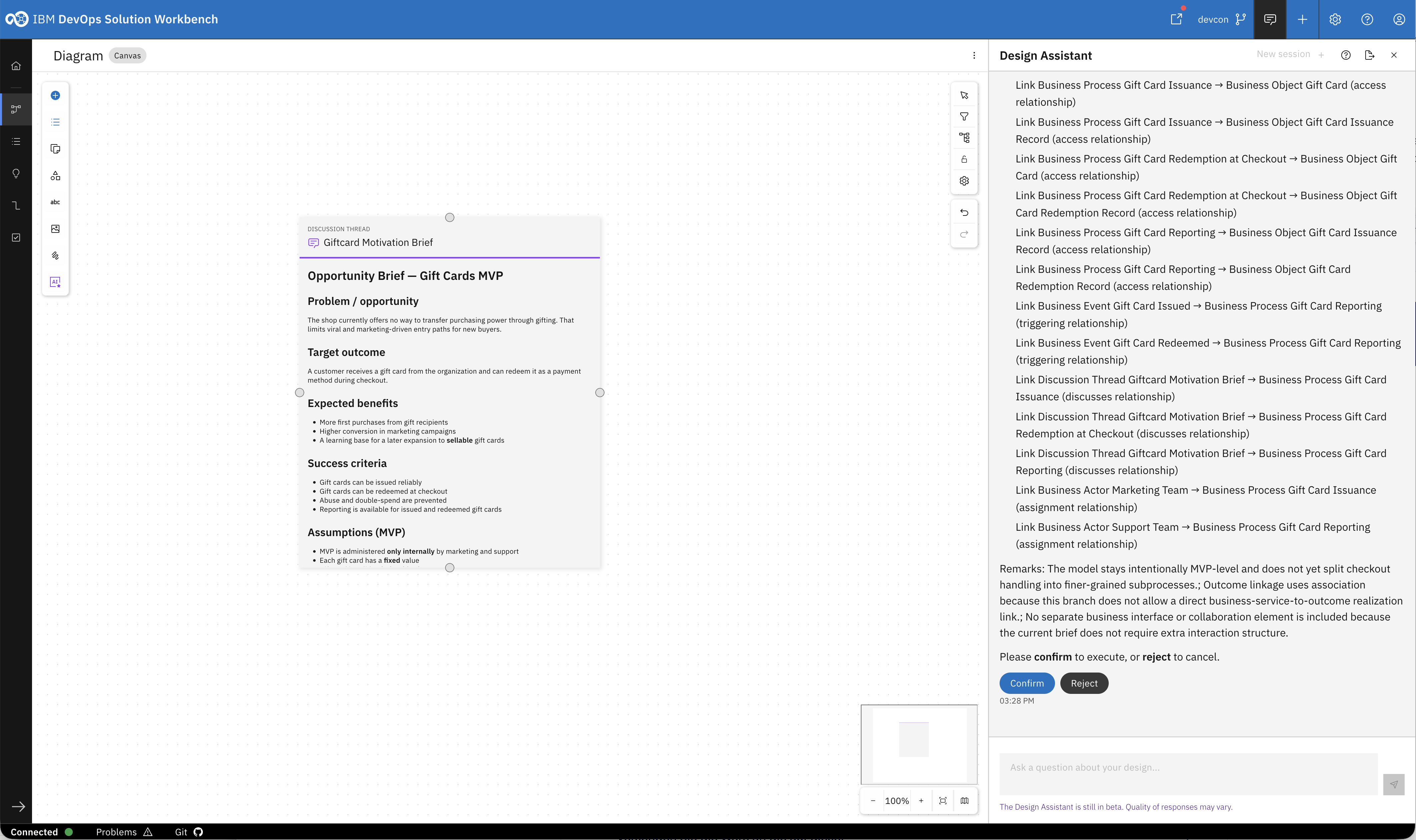 Business layer relationships proposed with reasoning, awaiting confirmation