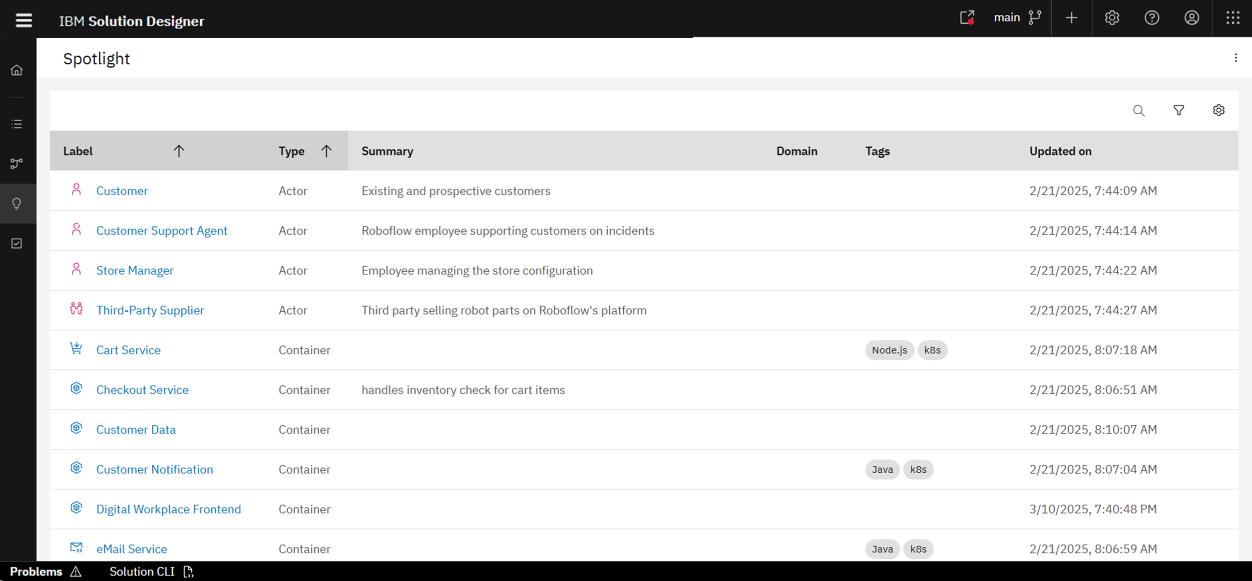 Spotlight menu