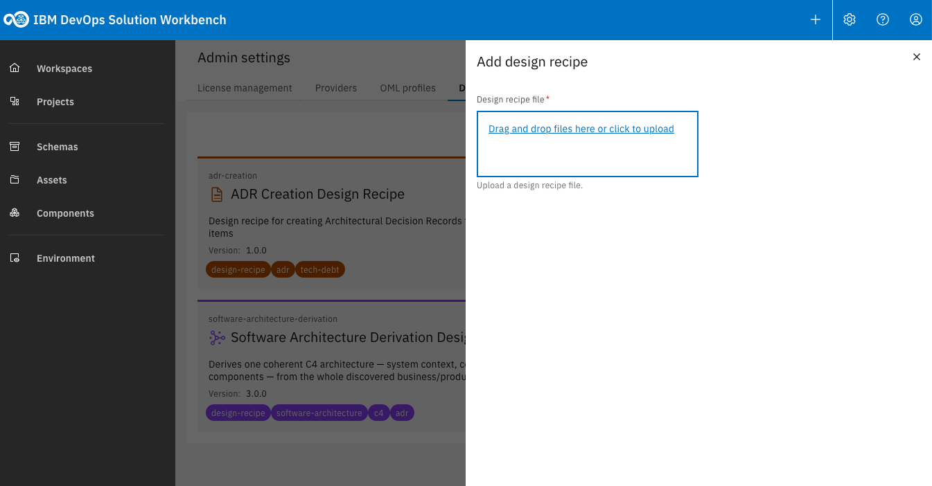 Upload your design recipe ZIP file