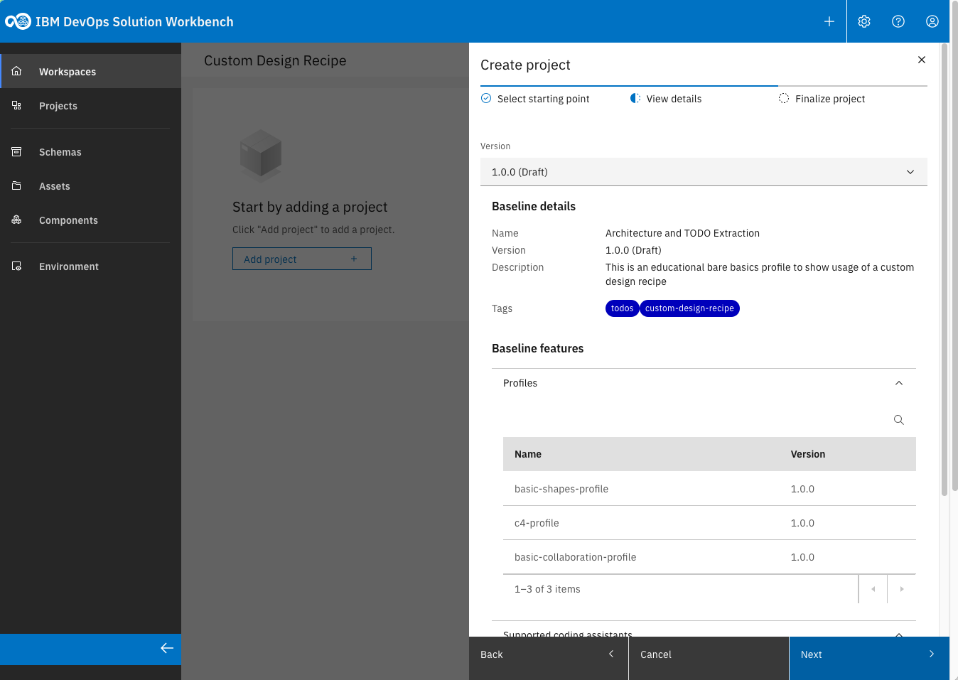 Check the project baseline meta data