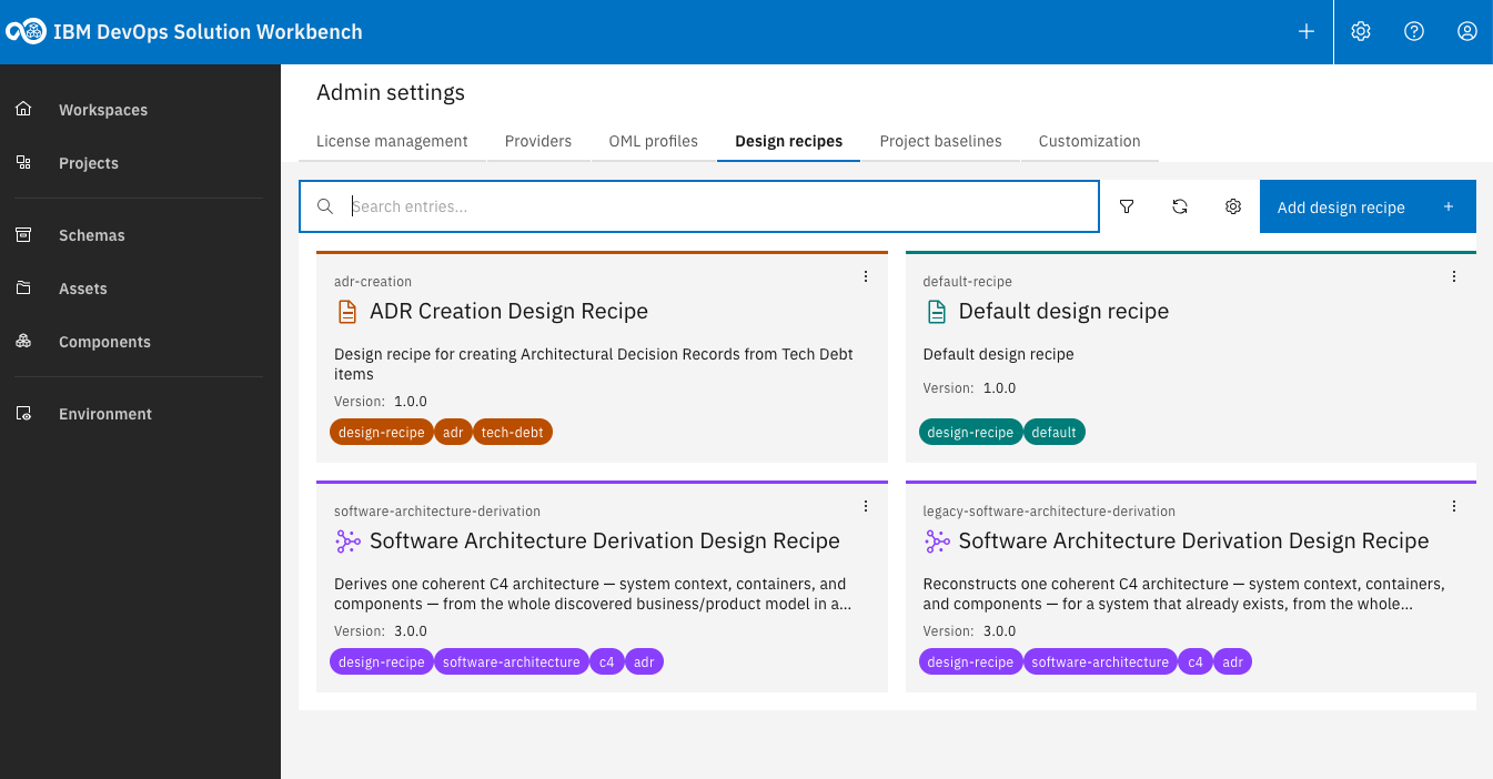 Administer Design Recipes