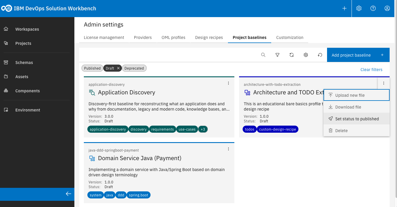 Publish your new Project Baseline