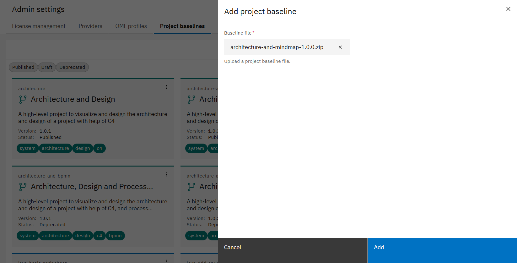 Upload Project Baseline to the Workbench 3