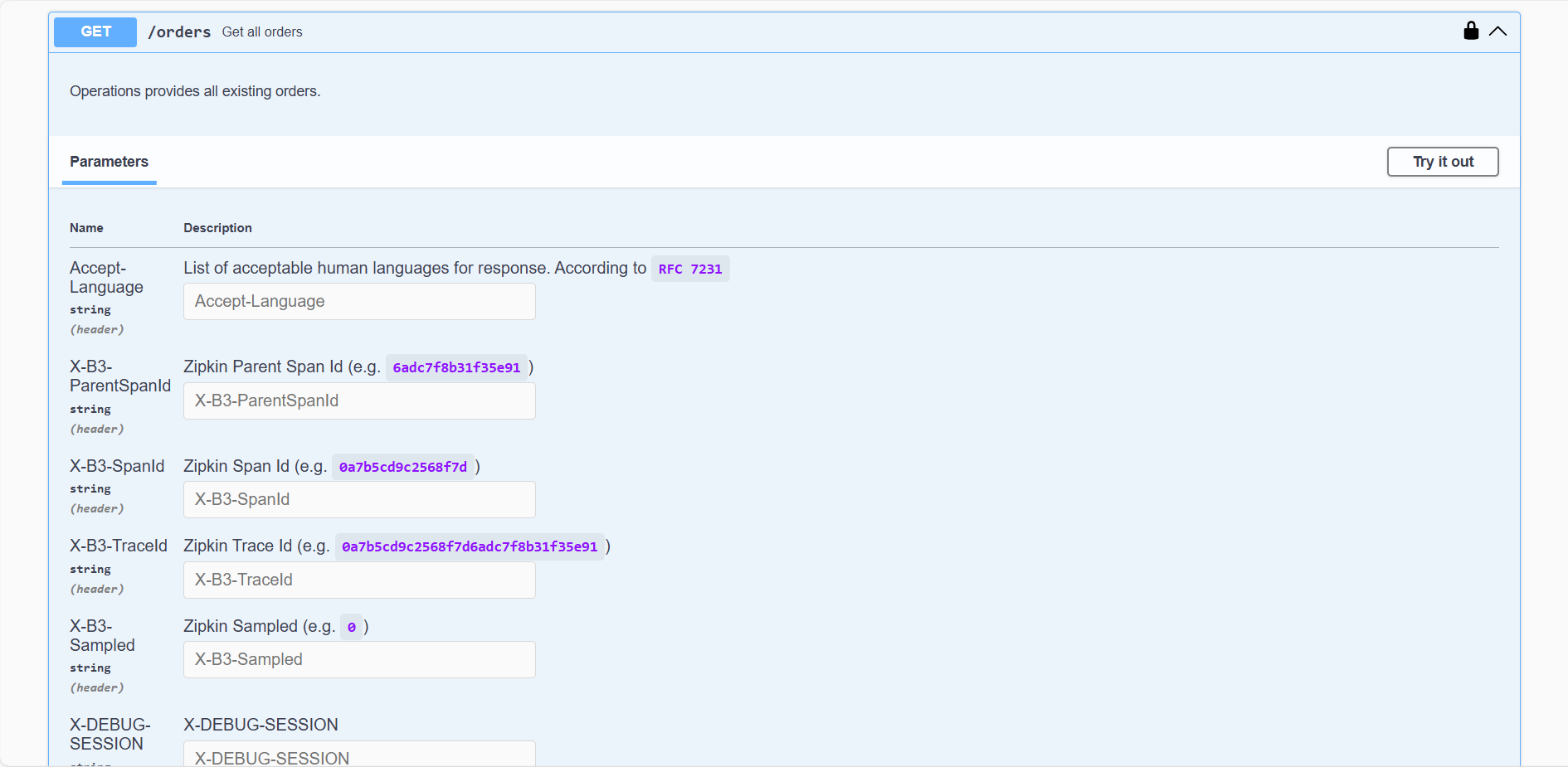 Try out API call