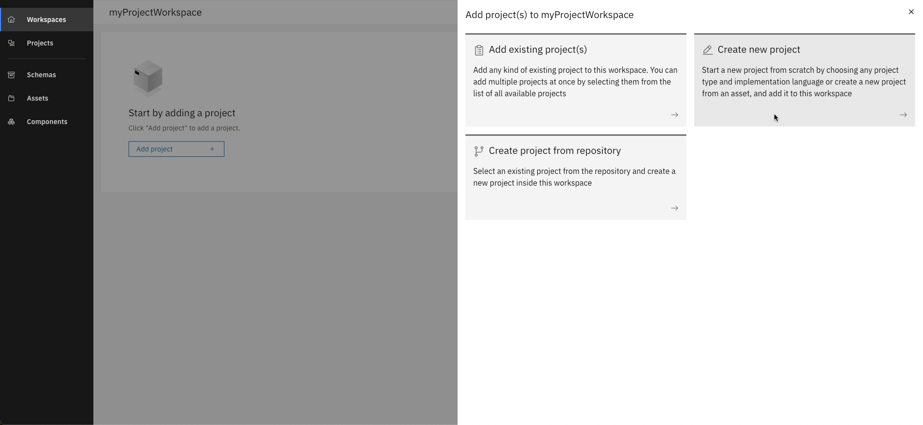 Select new project