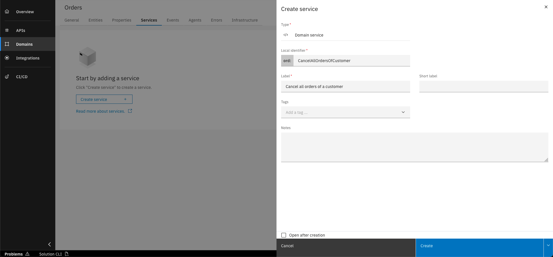 Create Domain Service Screenshot 2