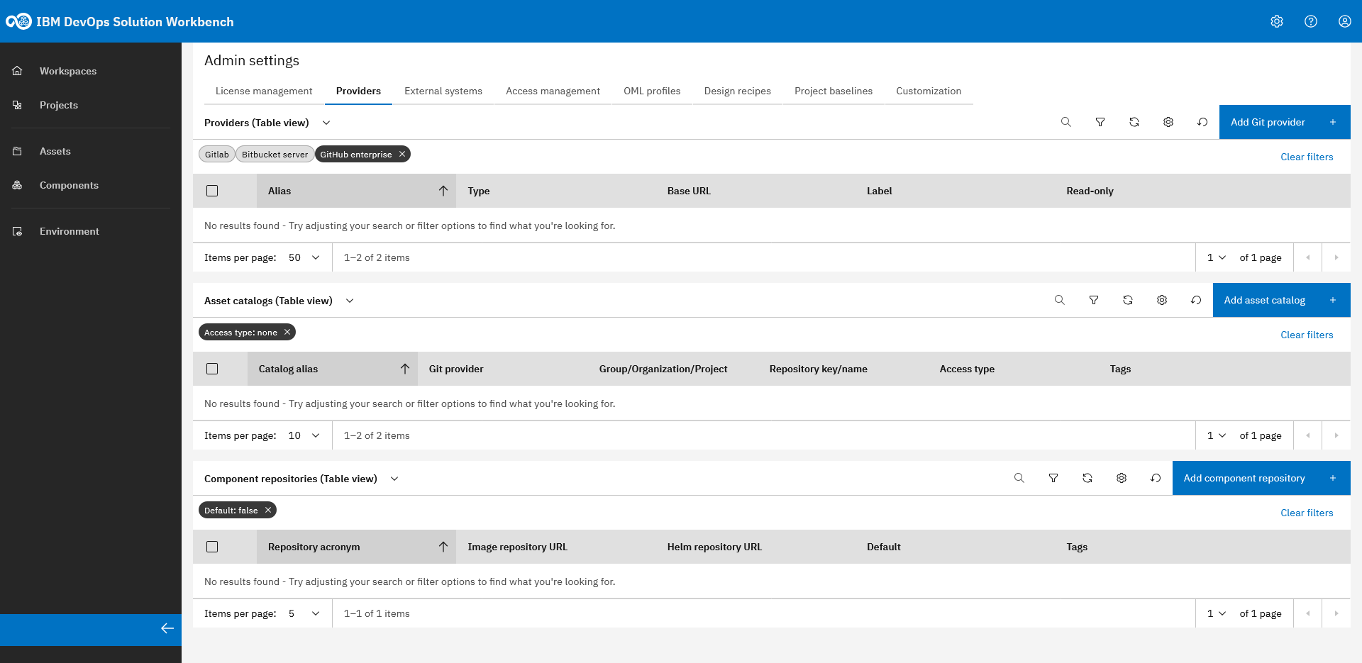 Providers tab