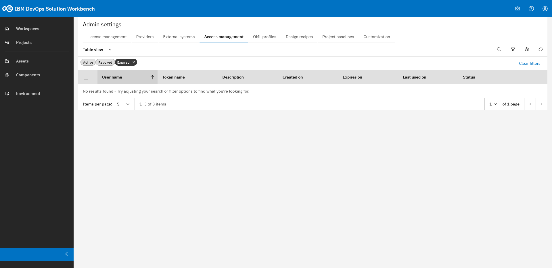 Access managment profiles tab