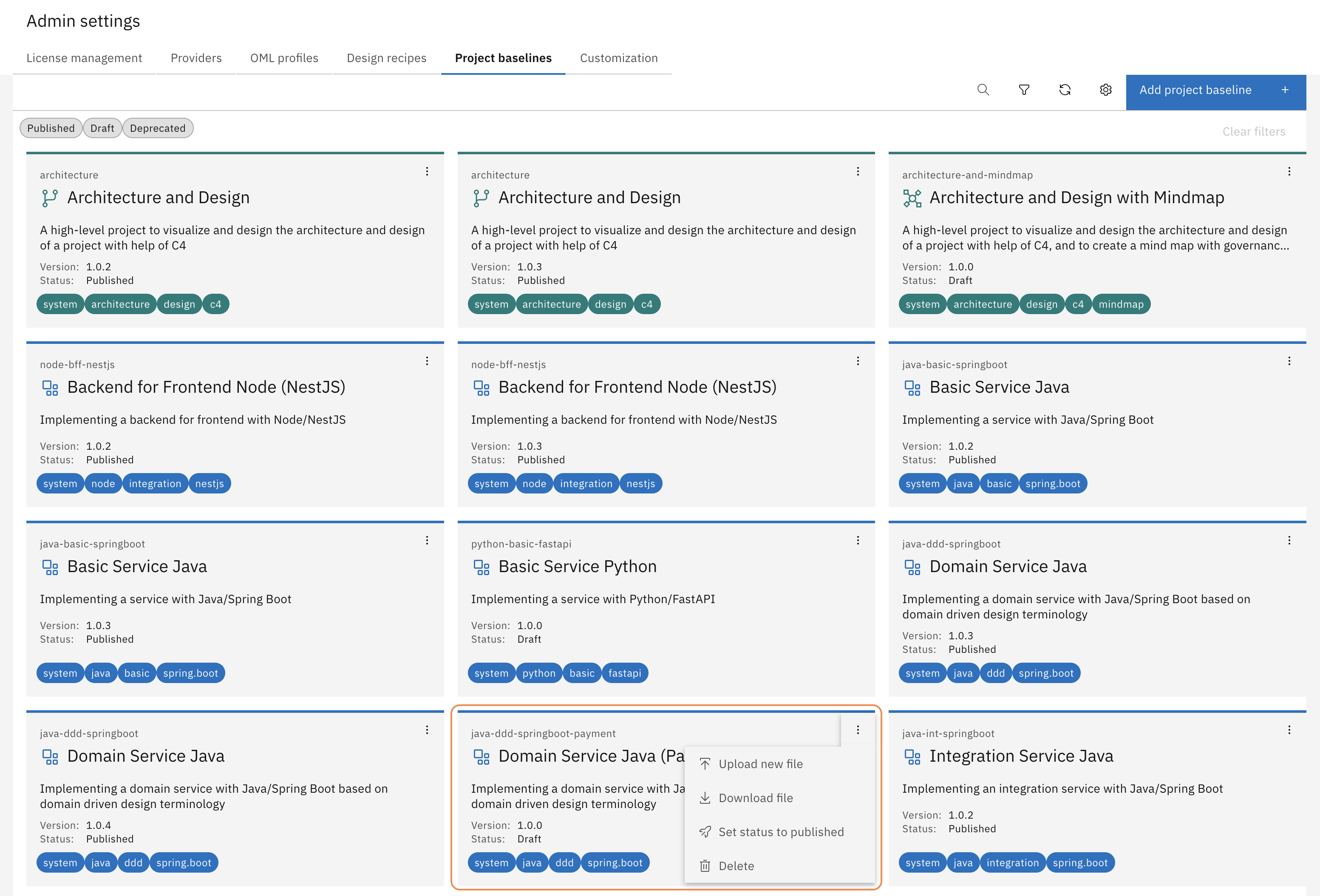 Download Project Baseline from the Workbench 3