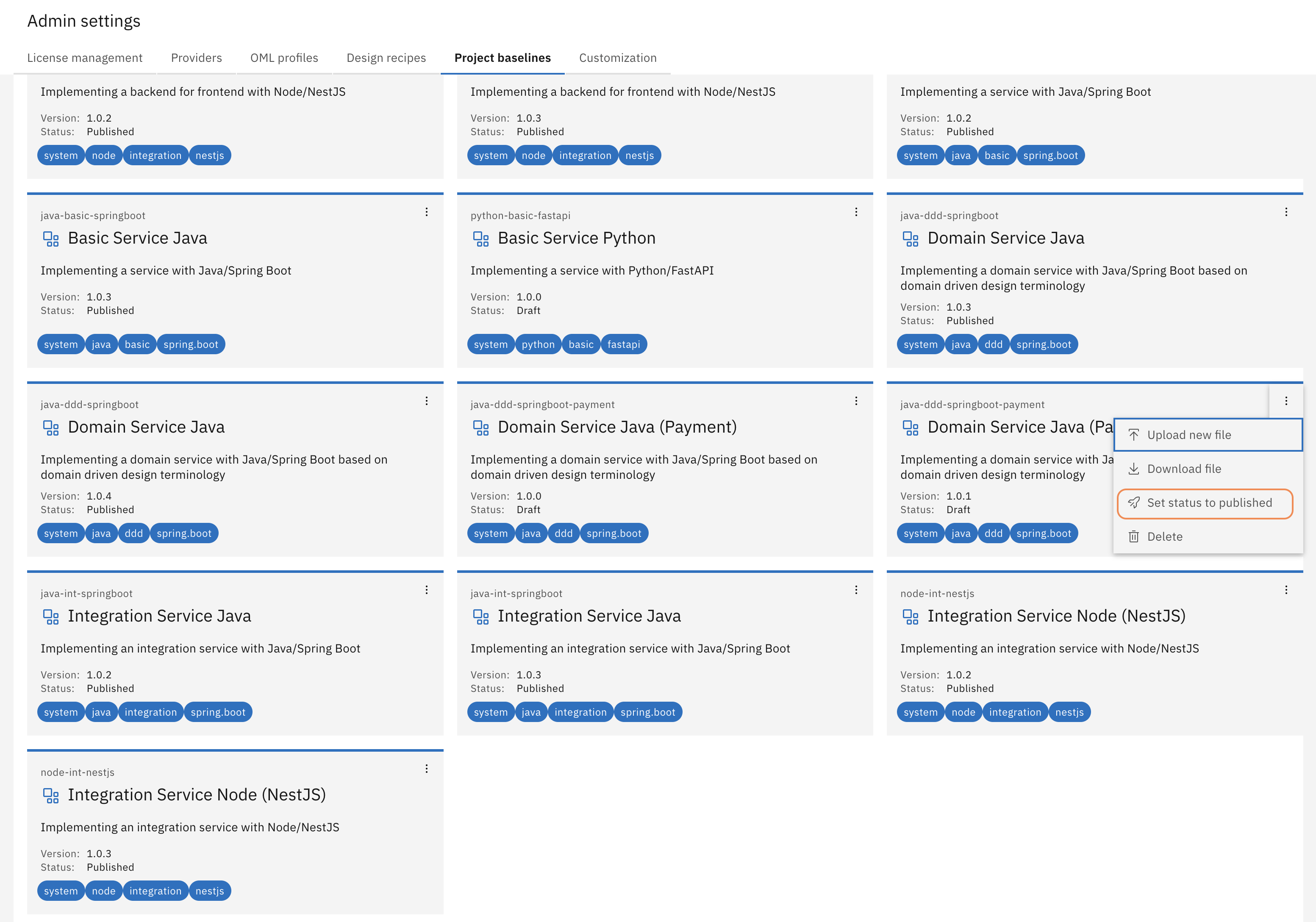Publish Project Baseline