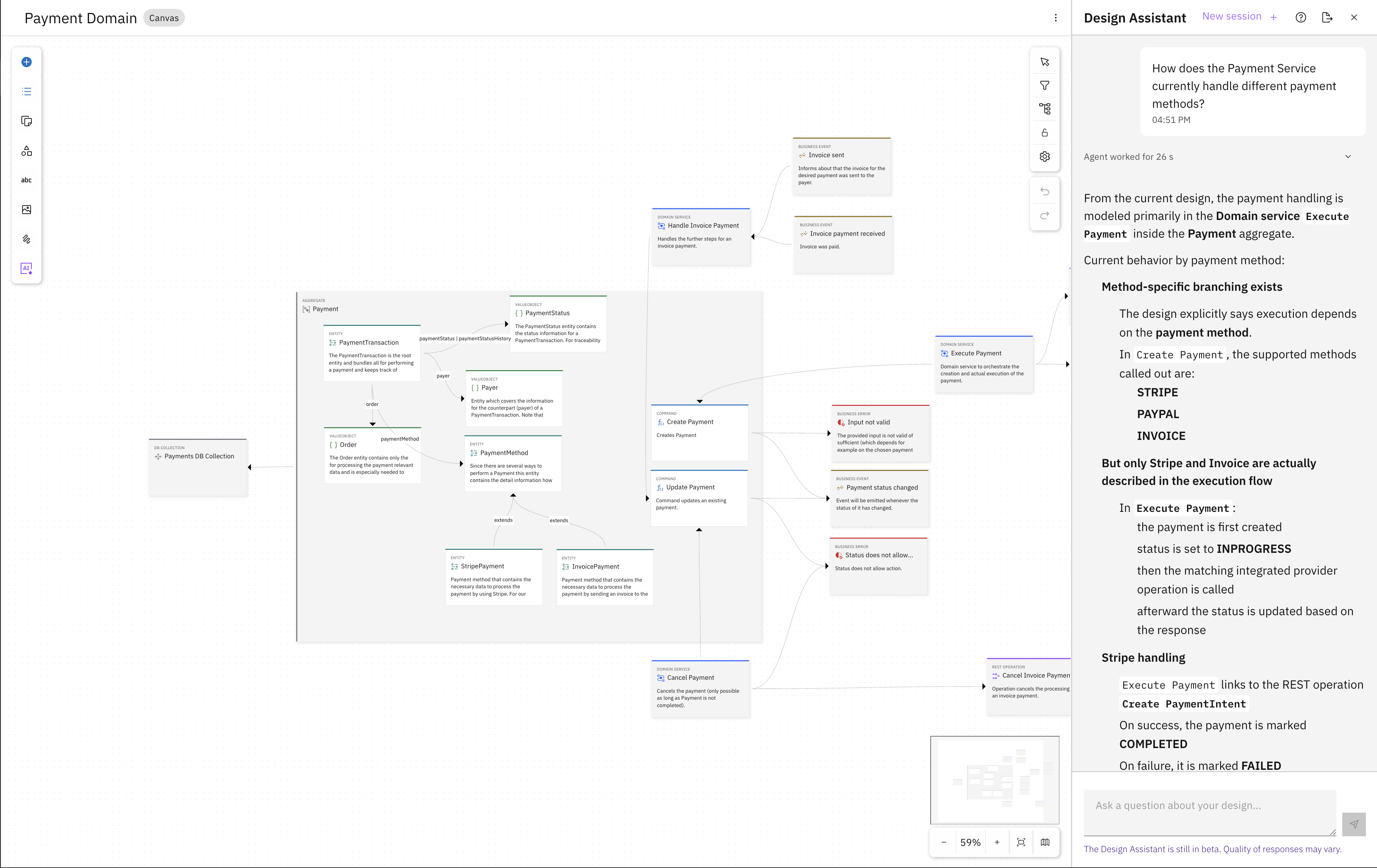 Design Assistant describing the current payment structure