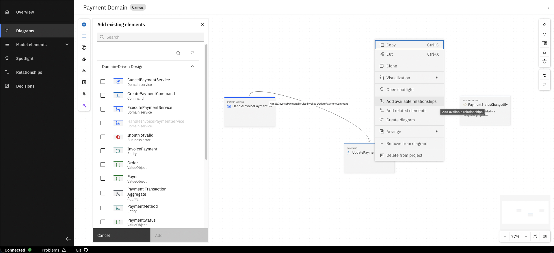Navigate to model elements