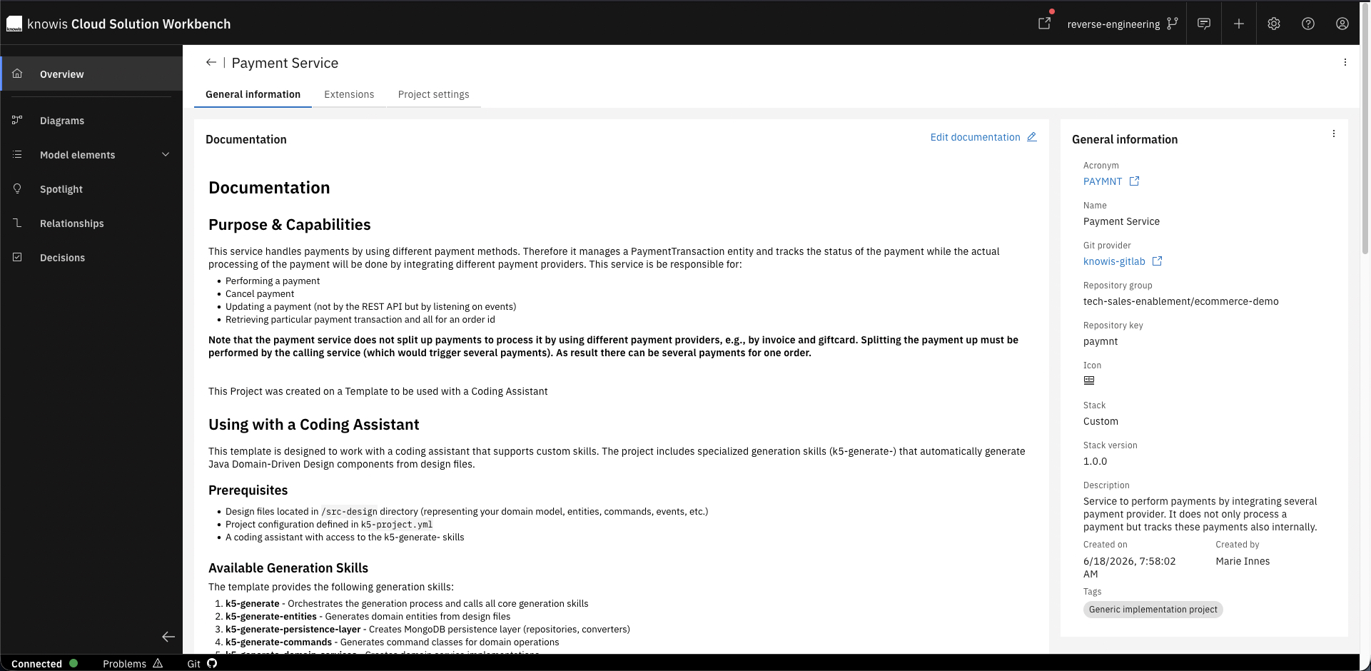 Open the Payment Service in the Solution Designer
