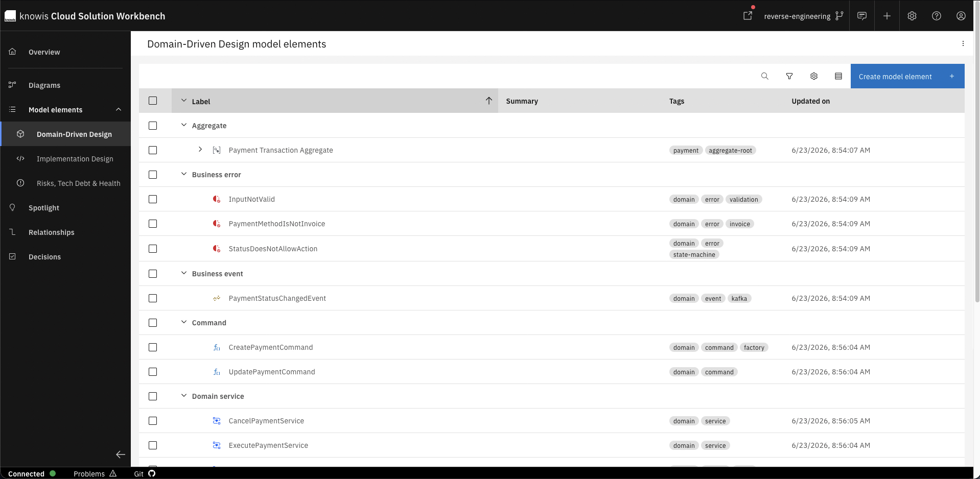 Navigate to model elements